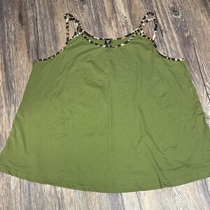 SHEIN Olive Green Camisole with Patterned Straps